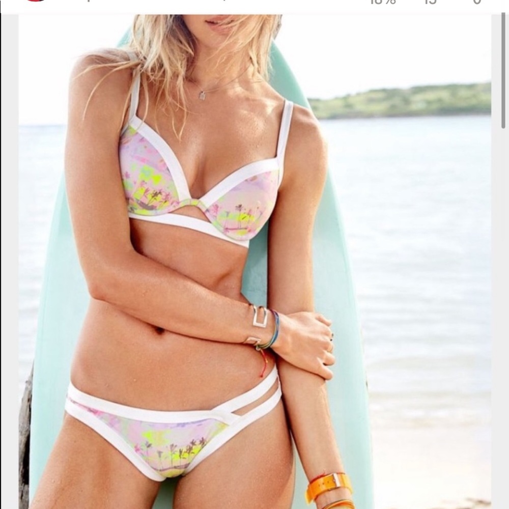 Victoria’s Secret Neon Double Banded Push-Up Bikini 34D & Small Bottoms